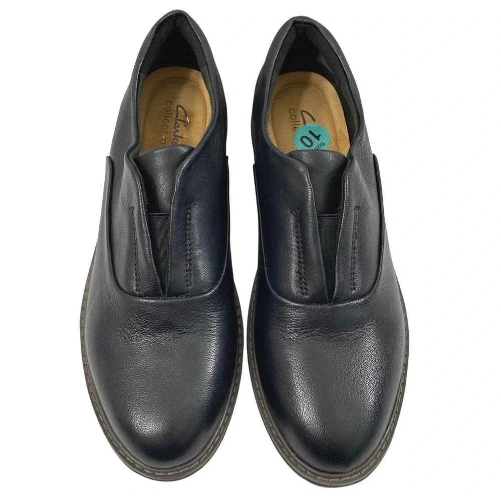 Clarks Airabell Sky Black Leather Slip On Shoes Womens Size 10 Comfort‎ Work